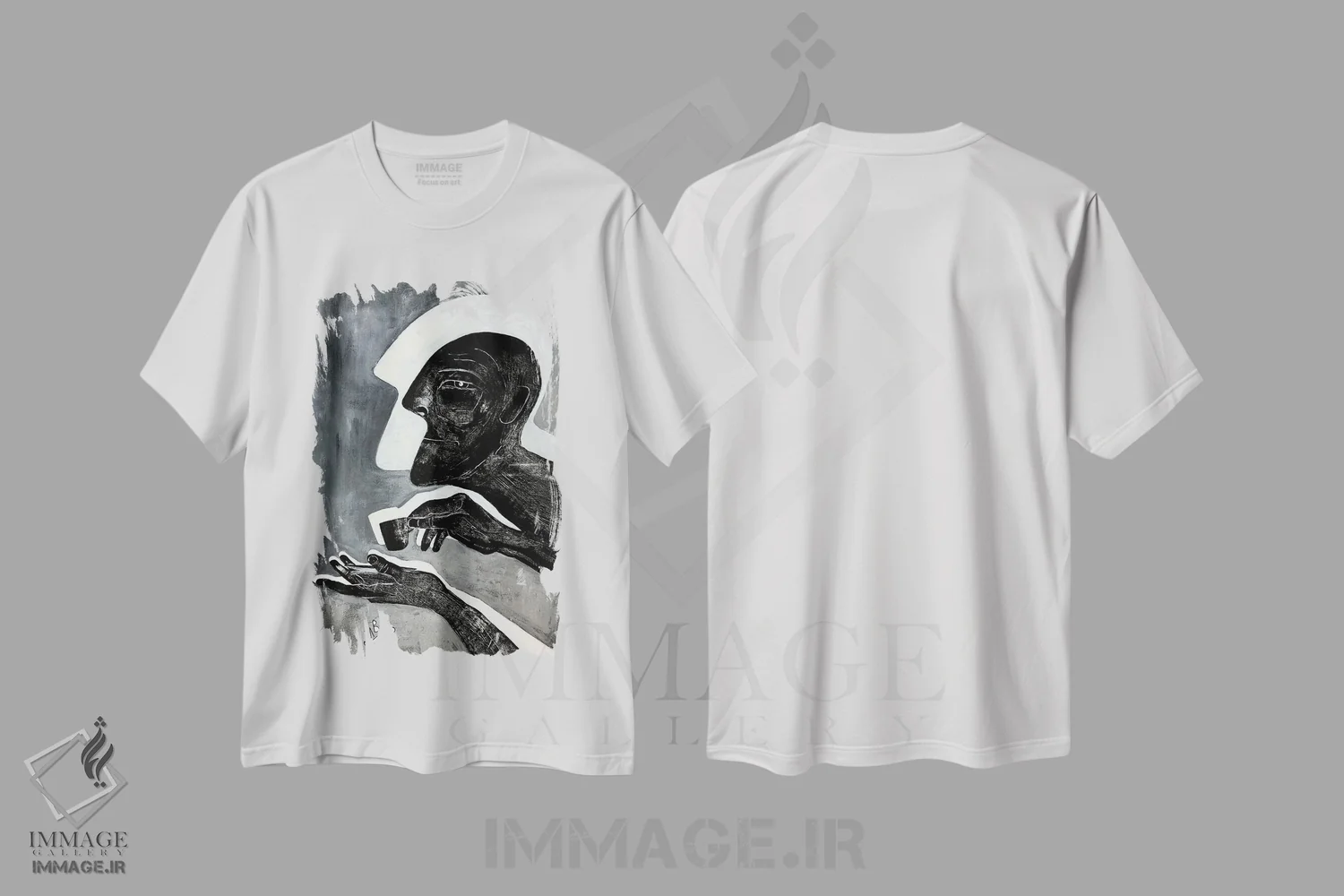 تیشرت سفید طرح دار – تیشرت هنری ,قهوه سیاه اثر میخائیل بارانوفسکی فروشگاه ایماژ