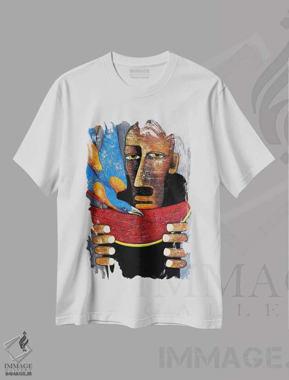 تیشرت سفید طرح دار – تیشرت هنری ,همزیستی اثر میخائیل بارانوفسکی فروشگاه ایماژ
