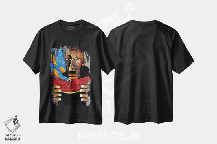 تیشرت مشکی طرح دار – تیشرت هنری ,همزیستی اثر میخائیل بارانوفسکی immage.ir