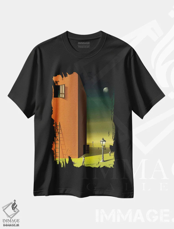 تیشرت مشکی طرح دار – تیشرت انتزاعی ,درها اثر مارسل کارام فروشگاه ایماژ