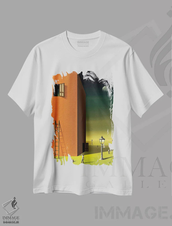 تیشرت سفید طرح دار – تیشرت انتزاعی ,درها اثر مارسل کارام immage.ir