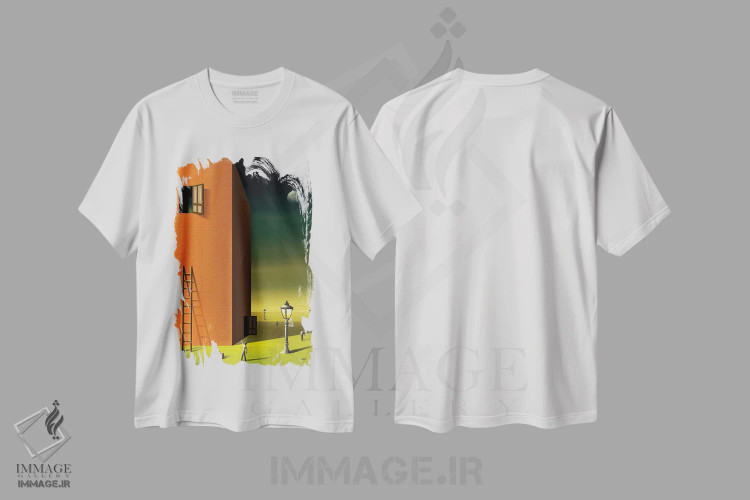 تیشرت سفید طرح دار – تیشرت انتزاعی ,درها اثر مارسل کارام immage.ir