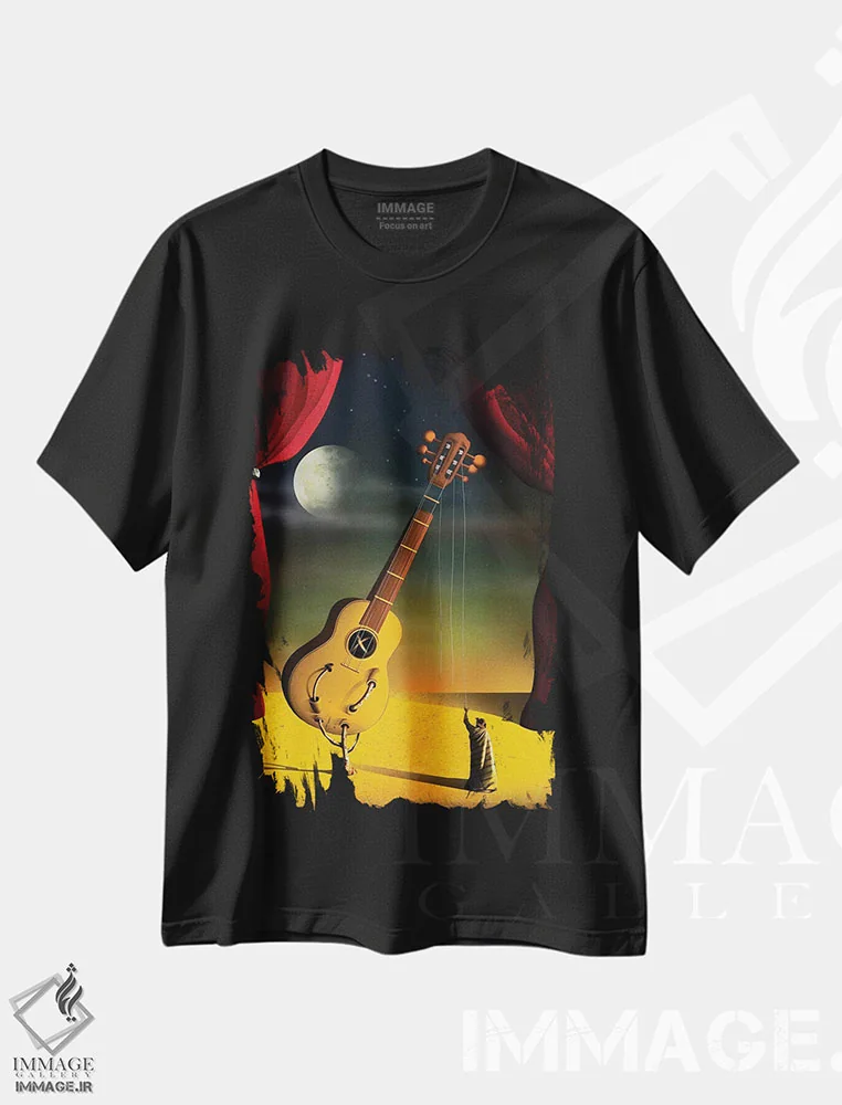 تیشرت مشکی طرح دار – تیشرت موسیقی ,گیتار اثر مارسل کارام immage.ir
