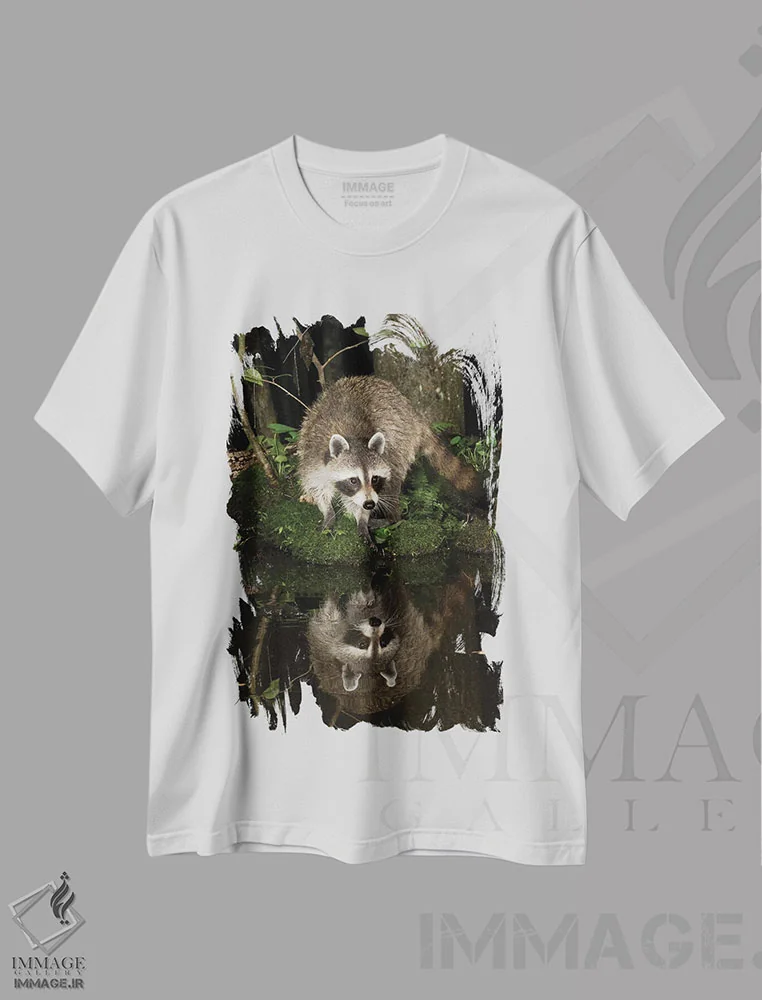 تیشرت سفید طرح دار – تیشرت حیوانات ,راکون، پنسیلوانیا، آمریکا اثر جو و مری ان مک دونالد immage.ir