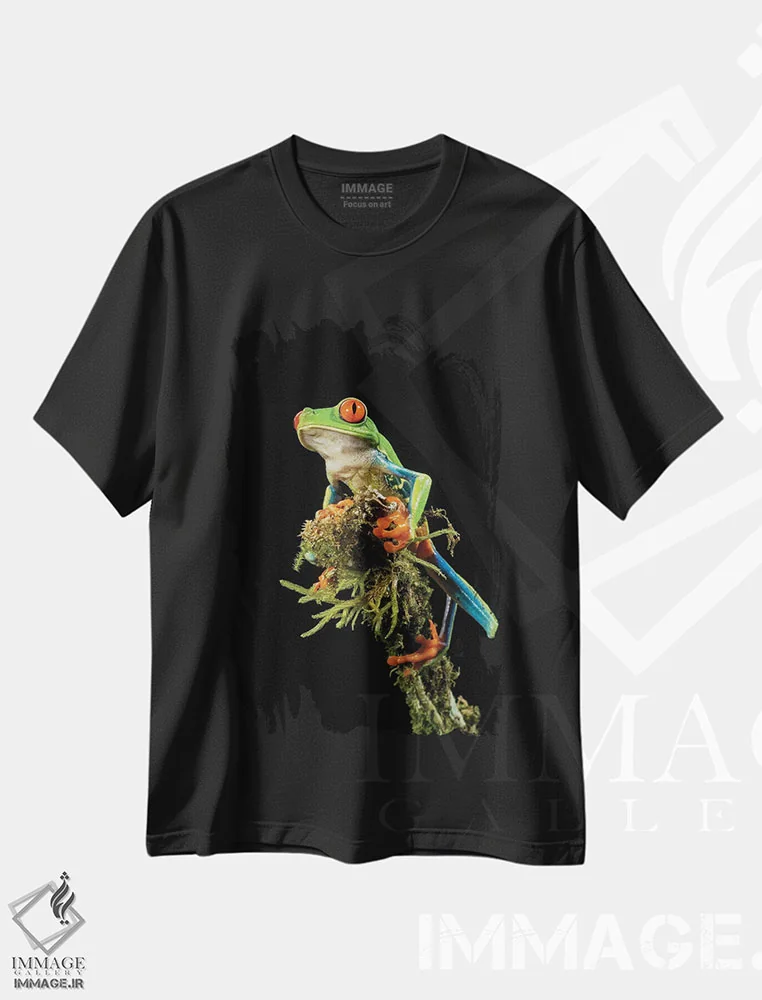 تیشرت مشکی طرح دار – تیشرت حیوانات ,قورباغه درختی چشم قرمز، کاستاریکا اثر جو و مری ان مک دونالد immage.ir