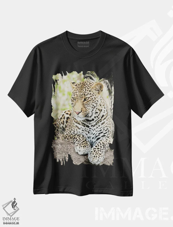 تیشرت مشکی طرح دار – تیشرت حیوانات ,پلنگ آفریقایی، کنیا، آفریقا اثر جو و مری ان مک دونالد immage.ir