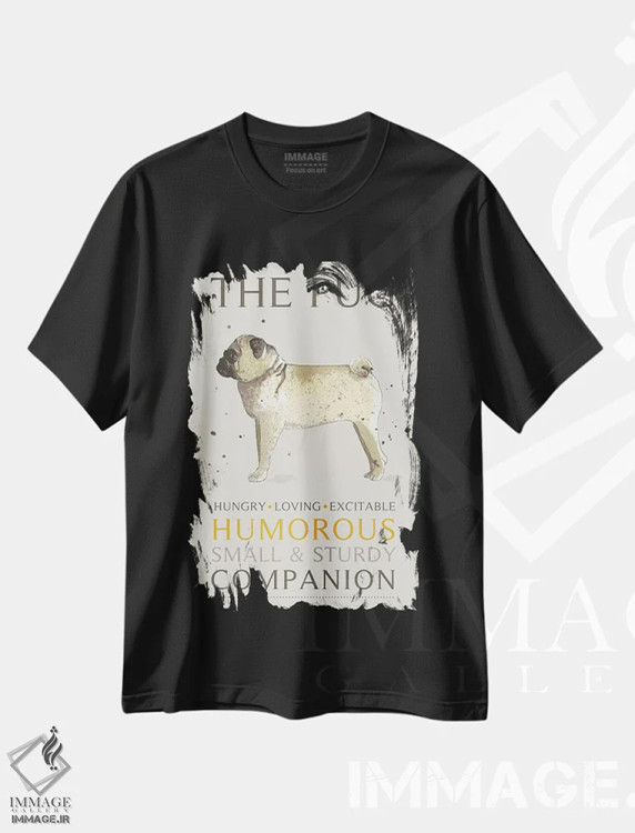 تیشرت مشکی طرح دار – تیشرت سگ ,پاگ اثر میشل کمپل immage.ir