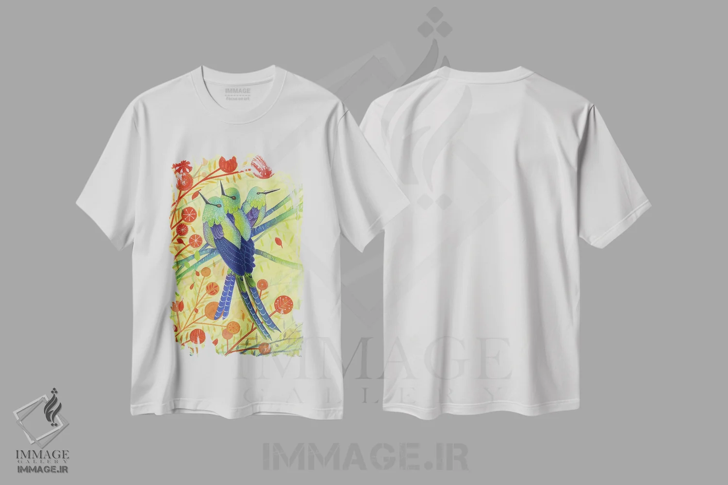 تیشرت سفید طرح دار – تیشرت پرنده ,مرغ مگس خوار اثر میشل کمپل فروشگاه ایماژ