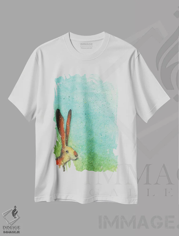 تیشرت سفید طرح دار – تیشرت هنری ,بچه خرگوش دوست داشتنی اثر میشل کمپل immage.ir