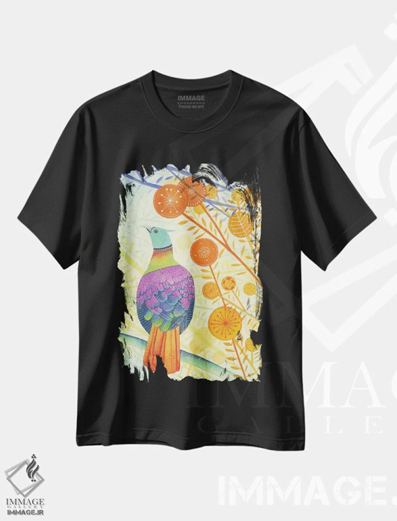 تیشرت مشکی طرح دار – تیشرت حیوانات ,قرقاول اثر میشل کمپل فروشگاه ایماژ
