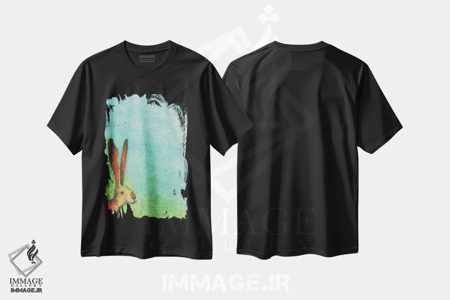 تیشرت مشکی طرح دار – تیشرت هنری ,بچه خرگوش دوست داشتنی اثر میشل کمپل فروشگاه ایماژ