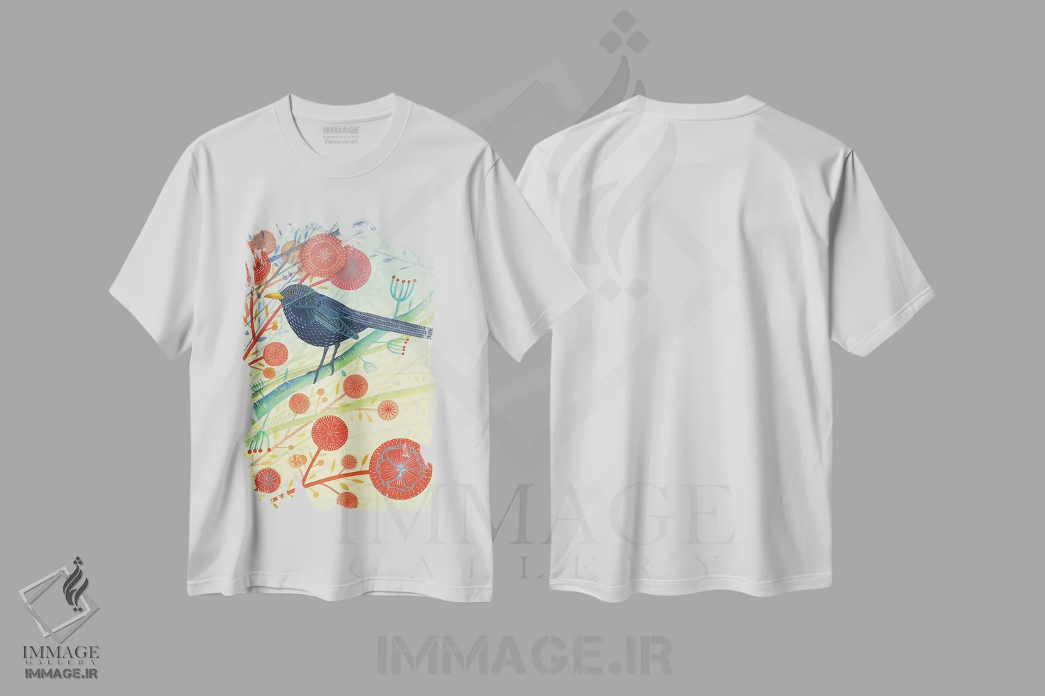 تیشرت سفید طرح دار – تیشرت طبیعت ,مرغ سیاه اثر میشل کمپل immage.ir