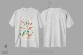 تیشرت سفید طرح دار – تیشرت طبیعت ,پرندگان در باغ شما اثر میشل کمپل immage.ir