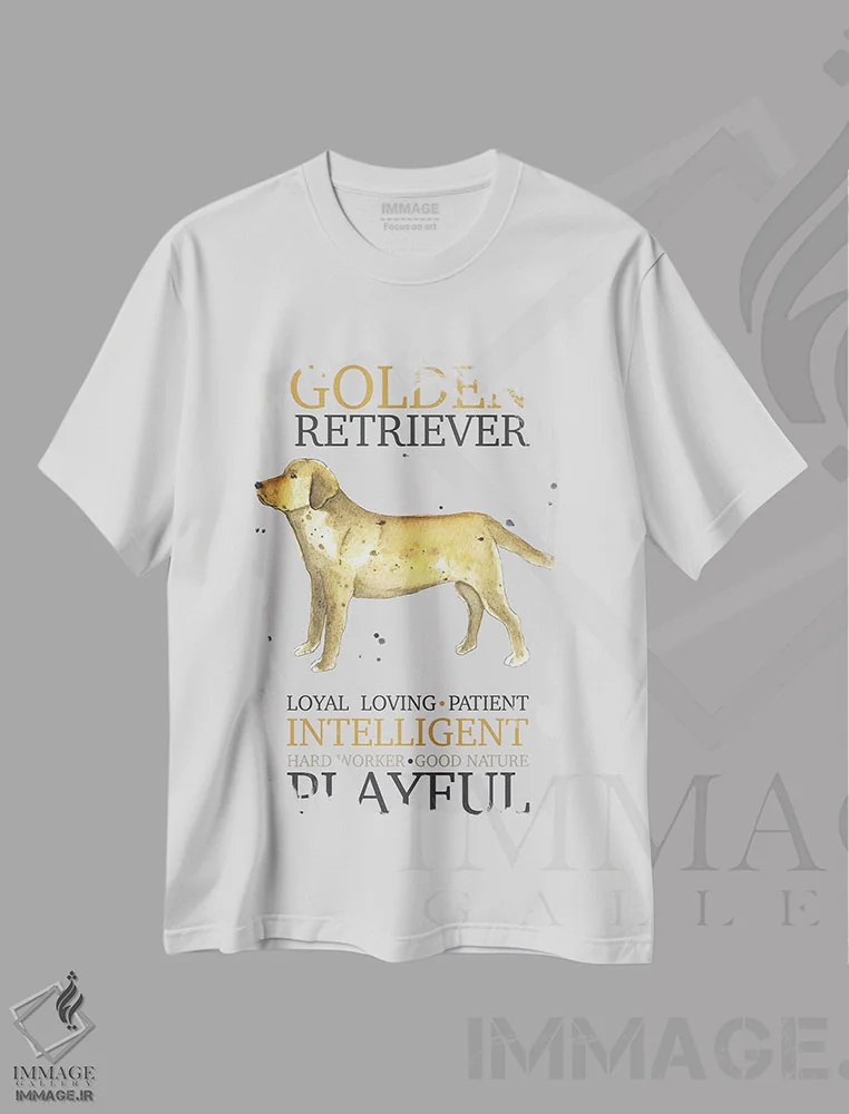 تیشرت سفید طرح دار – تیشرت حیوانات خانگی ,ویژگی های سگ گلدن رتریور اثر میشل کمپل immage.ir