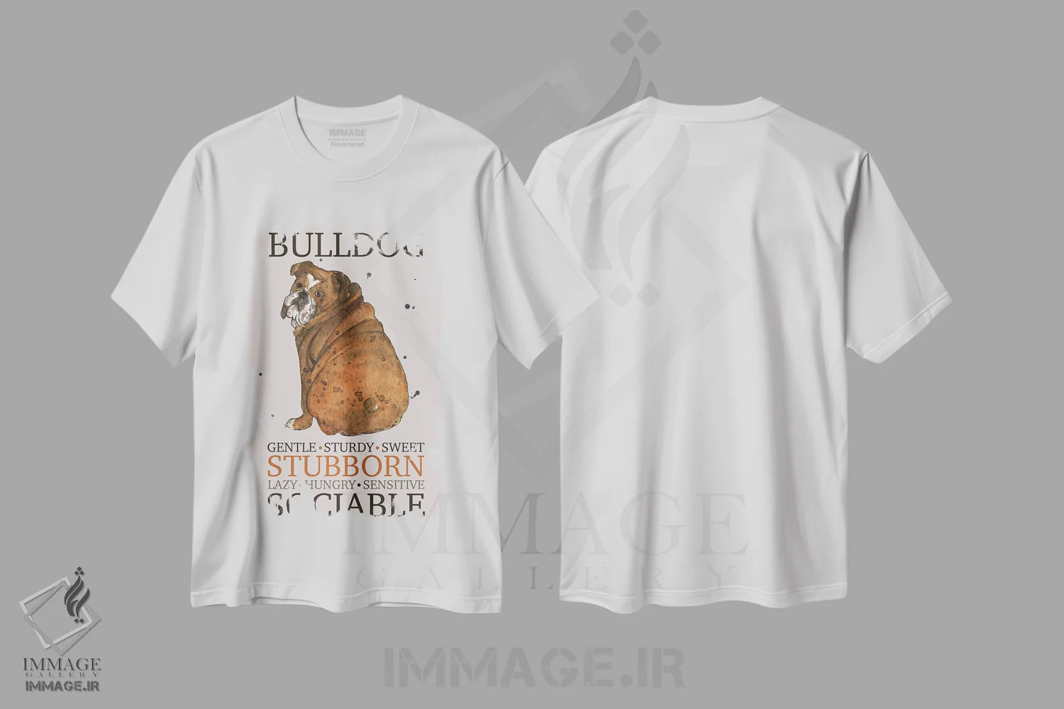 تیشرت سفید طرح دار – تیشرت سگ ها ,ویژگی های سگ بولداگ اثر میشل کمپل immage.ir