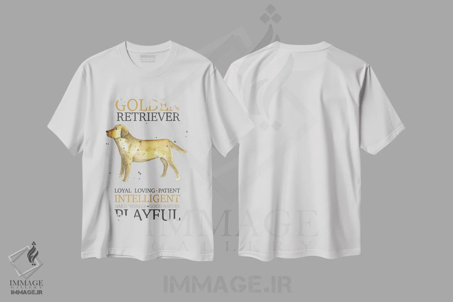 تیشرت سفید طرح دار – تیشرت حیوانات خانگی ,ویژگی های سگ گلدن رتریور اثر میشل کمپل immage.ir
