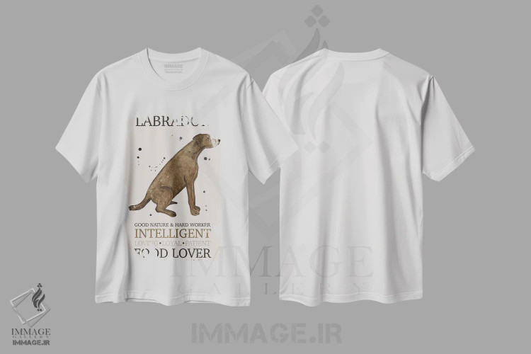 تیشرت سفید طرح دار – تیشرت طبیعت ,ویژگی های سگ لابرادور اثر میشل کمپل فروشگاه ایماژ