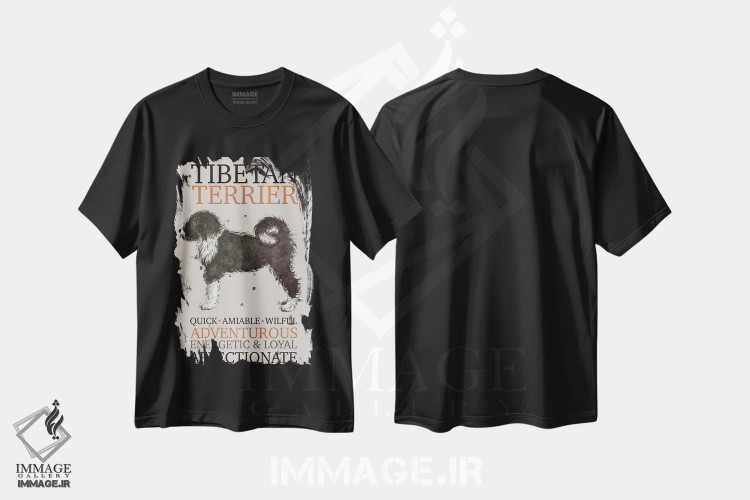 تیشرت مشکی طرح دار – تیشرت حیوانات ,ویژگی های سگ تریر تبت اثر میشل کمپل فروشگاه ایماژ