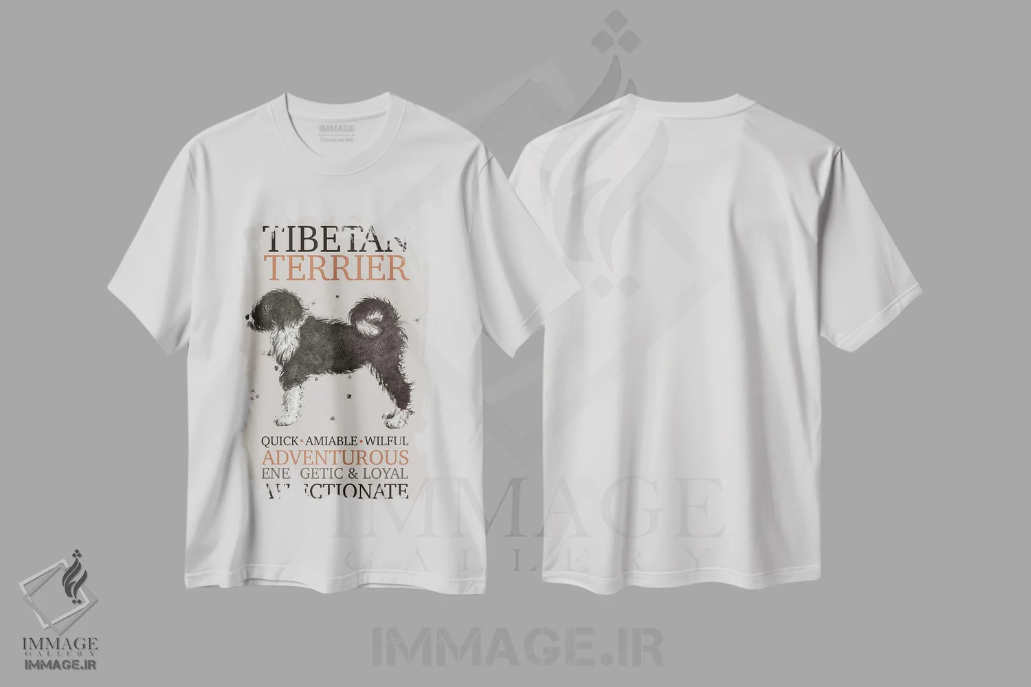 تیشرت سفید طرح دار – تیشرت حیوانات ,ویژگی های سگ تریر تبت اثر میشل کمپل immage.ir