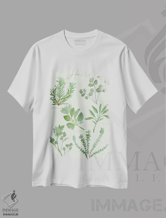 تیشرت سفید طرح دار – تیشرت طبیعت ,نمودار گیاهان دارویی اثر میشل کمپل immage.ir