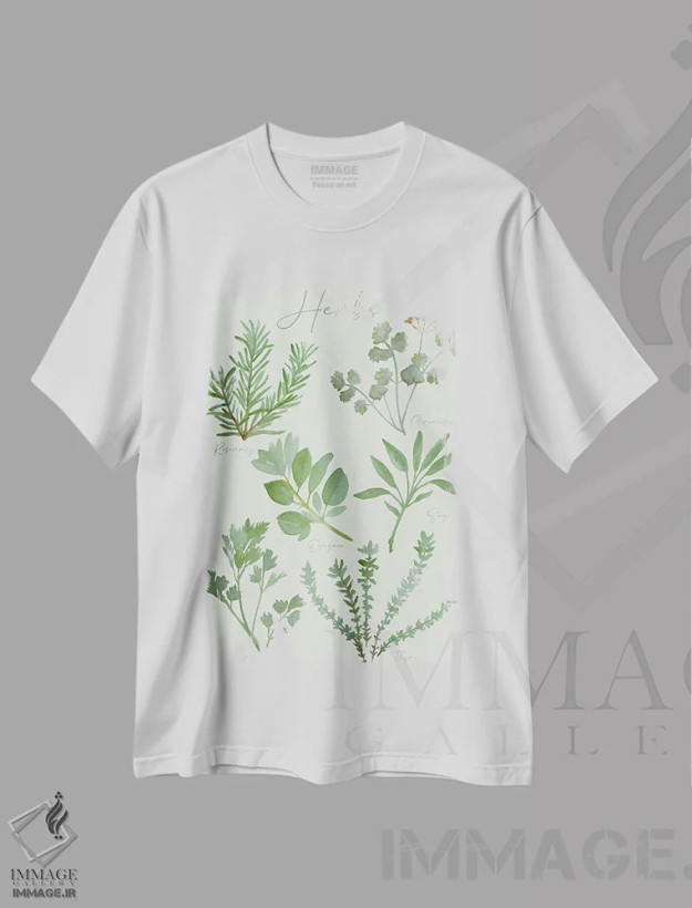 تیشرت سفید طرح دار – تیشرت طبیعت ,نمودار گیاهان دارویی اثر میشل کمپل immage.ir