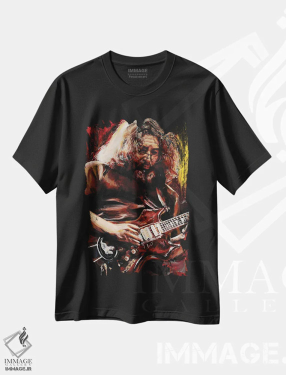 تیشرت مشکی طرح دار – تیشرت موسیقی ,جری گارسیا اثر مارک کورِیج فروشگاه ایماژ