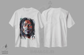 تیشرت سفید طرح دار – تیشرت موسیقی ,باب مارلی اثر مارک کورِیج immage.ir