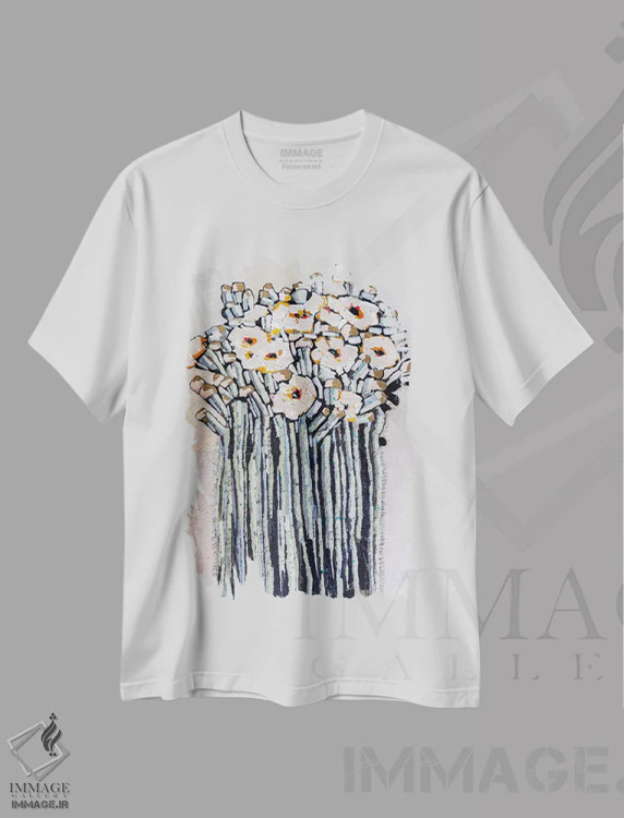 تیشرت سفید طرح دار – تیشرت انتزاعی ,راپسودی اثر ماچیارولی immage.ir