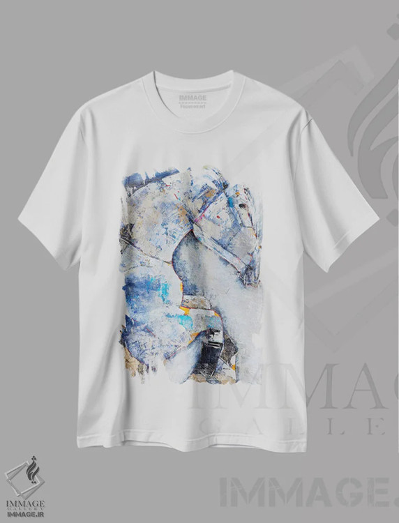 تیشرت سفید طرح دار – تیشرت هنری ,اسب فولادی اثر ماچیارولی فروشگاه ایماژ
