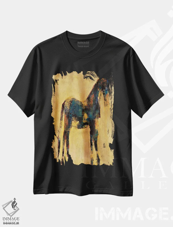 تیشرت مشکی طرح دار – تیشرت انتزاعی ,نیلی اثر ماچیارولی فروشگاه ایماژ
