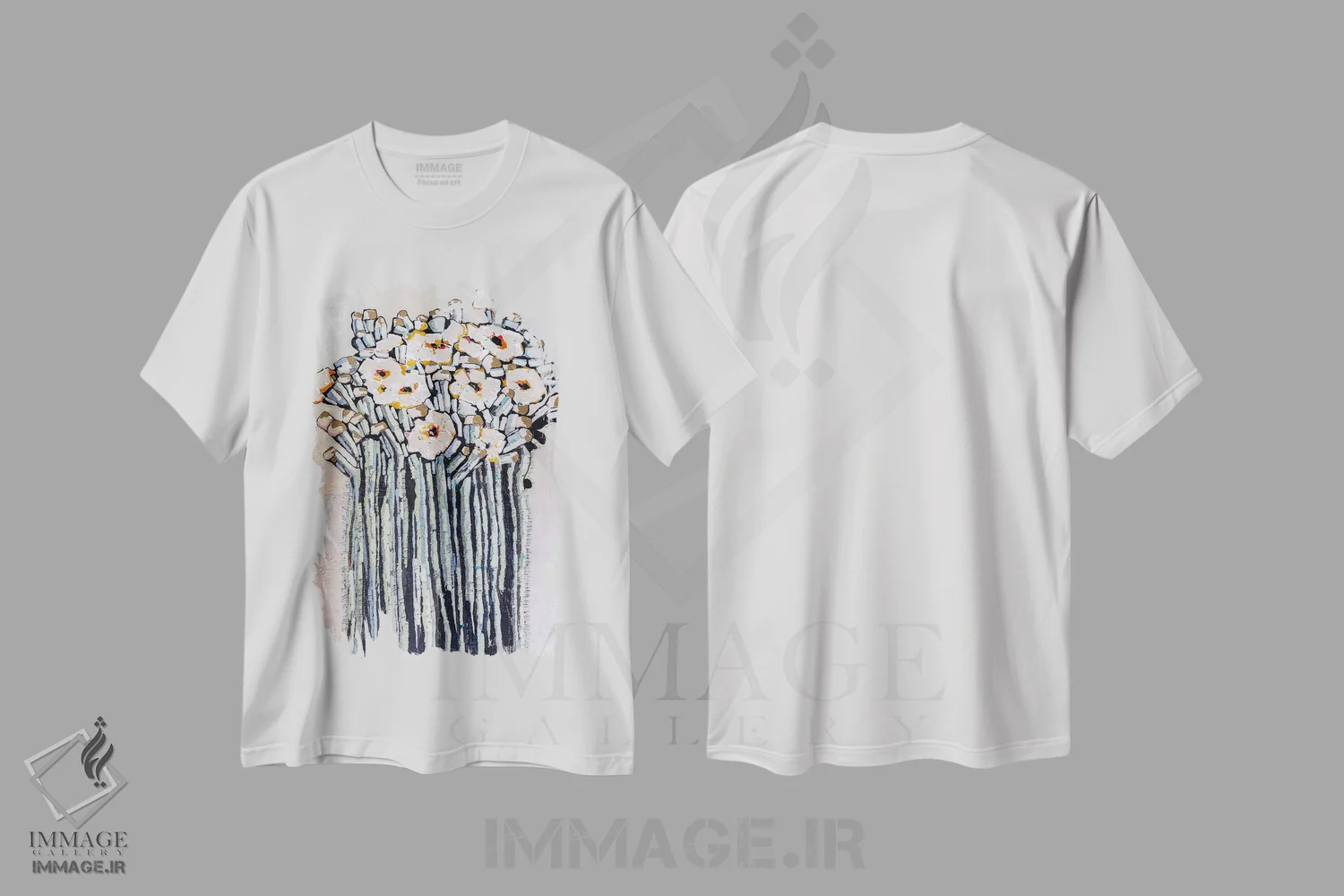 تیشرت سفید طرح دار – تیشرت انتزاعی ,راپسودی اثر ماچیارولی immage.ir