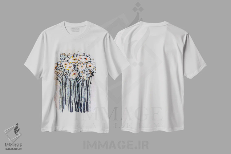تیشرت سفید طرح دار – تیشرت انتزاعی ,راپسودی اثر ماچیارولی immage.ir