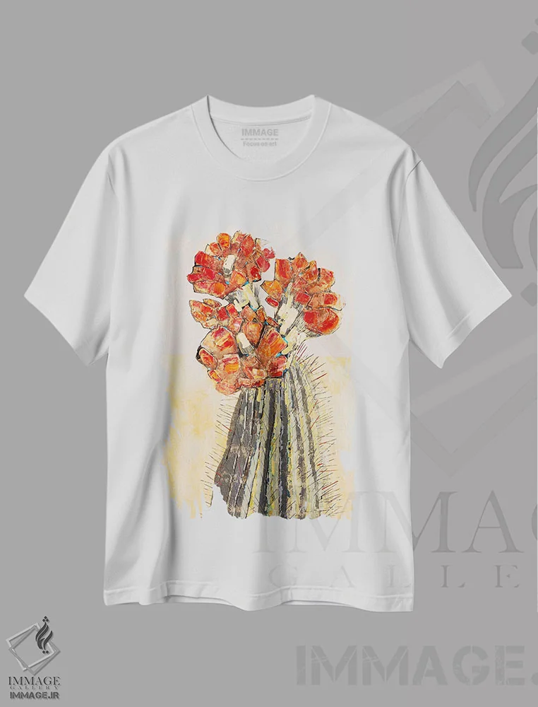 تیشرت سفید طرح دار – تیشرت گلدار ,مطالعه در سرخ اثر ماچیارولی فروشگاه ایماژ