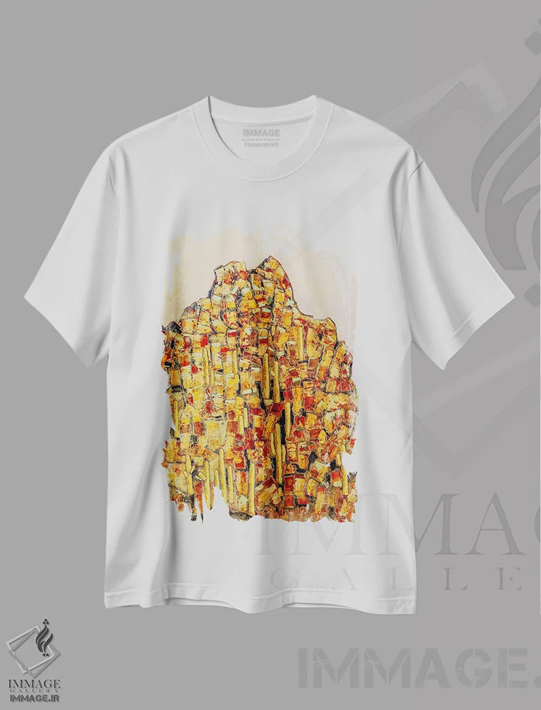 تیشرت سفید طرح دار – تیشرت طبیعت ,زمین سخت اثر ماچیارولی immage.ir