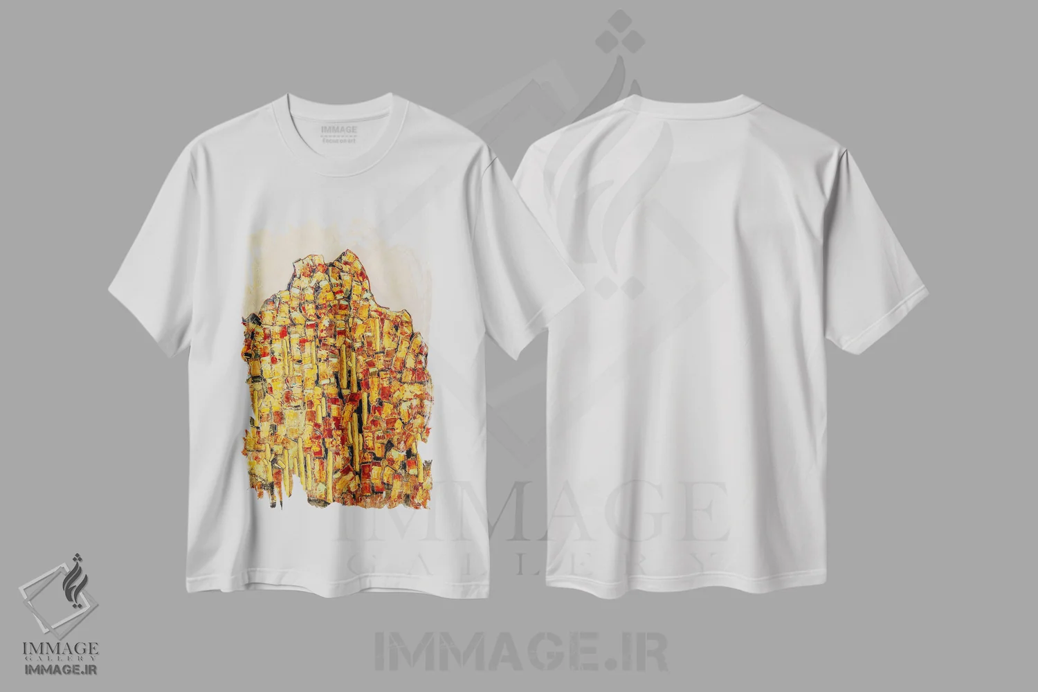 تیشرت سفید طرح دار – تیشرت طبیعت ,زمین سخت اثر ماچیارولی immage.ir