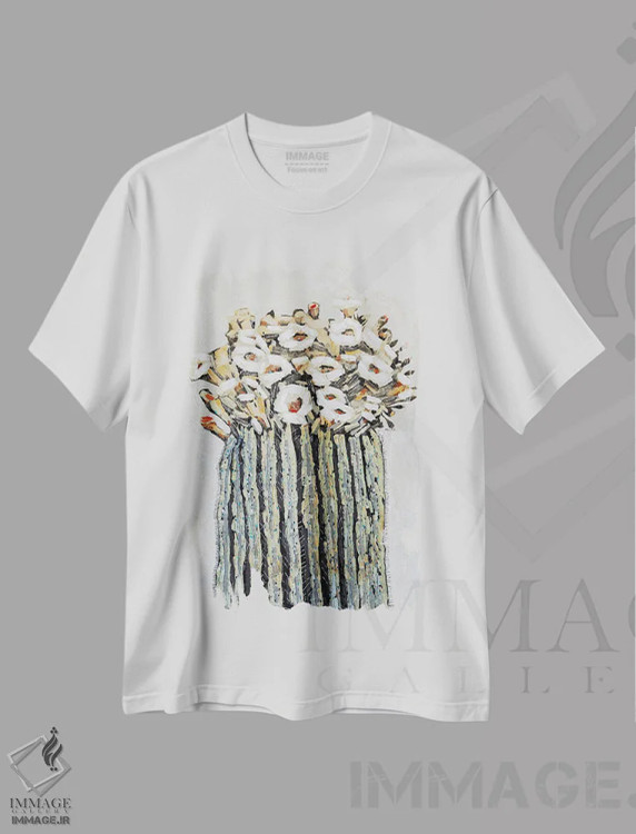 تیشرت سفید طرح دار – تیشرت طبیعت ,چشمه امید اثر ماچیارولی فروشگاه ایماژ