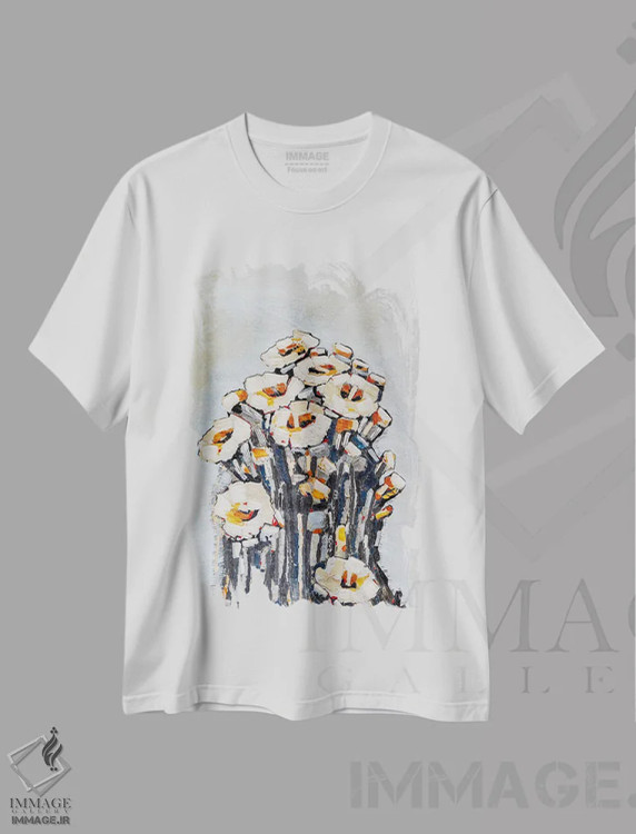 تیشرت سفید طرح دار – تیشرت گل ,کایندر اثر ماچیارولی immage.ir