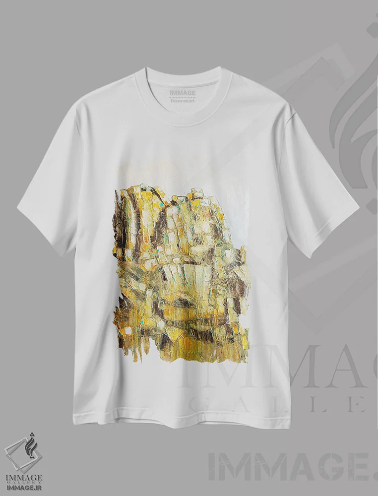 تیشرت سفید طرح دار – تیشرت انتزاعی ,قله پینکل اثر ماچیارولی immage.ir
