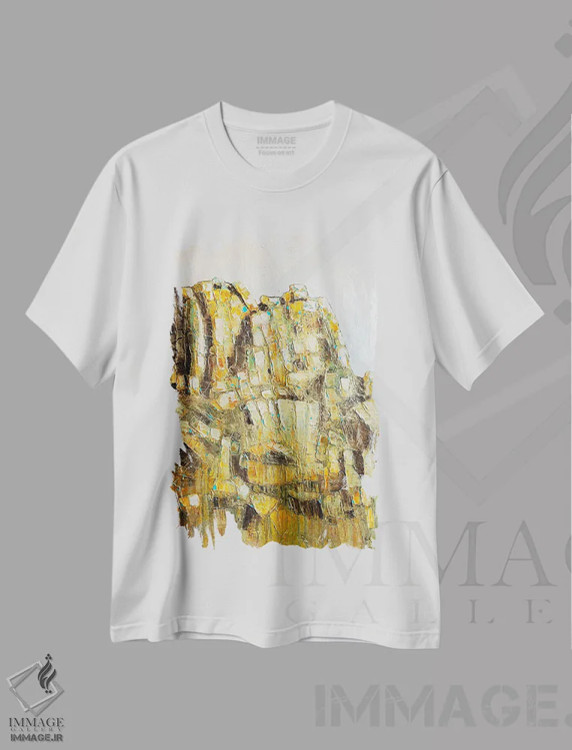 تیشرت سفید طرح دار – تیشرت انتزاعی ,قله پینکل اثر ماچیارولی immage.ir