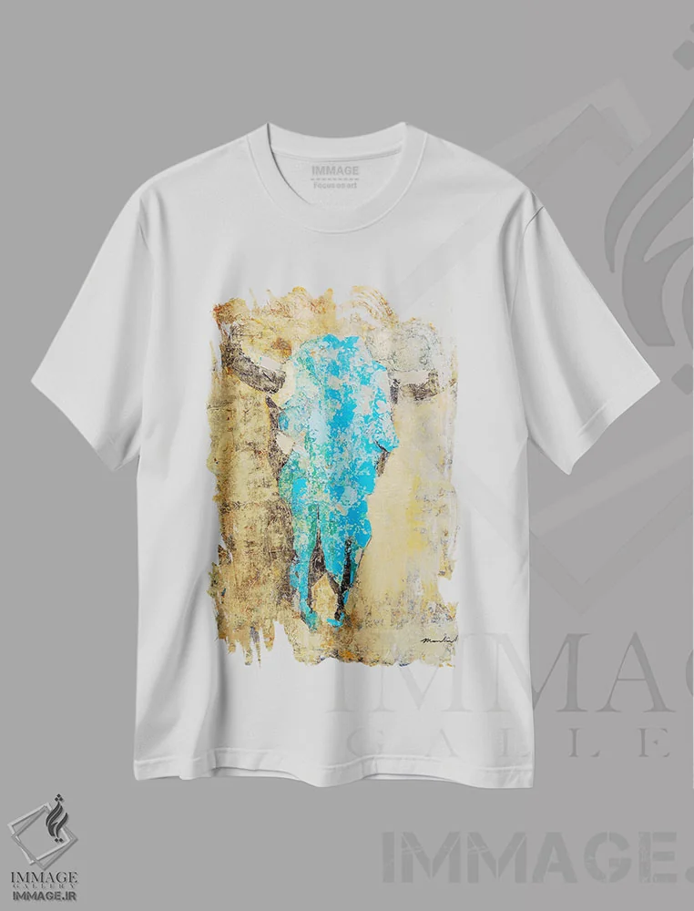 تیشرت سفید طرح دار – تیشرت هنری ,گذر زمان اثر ماچیارولی immage.ir