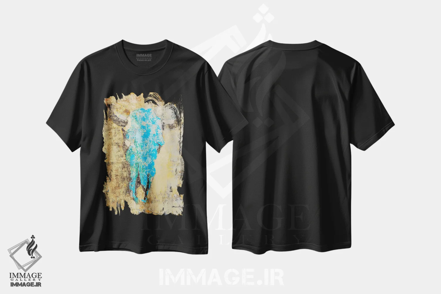تیشرت مشکی طرح دار – تیشرت هنری ,گذر زمان اثر ماچیارولی فروشگاه ایماژ