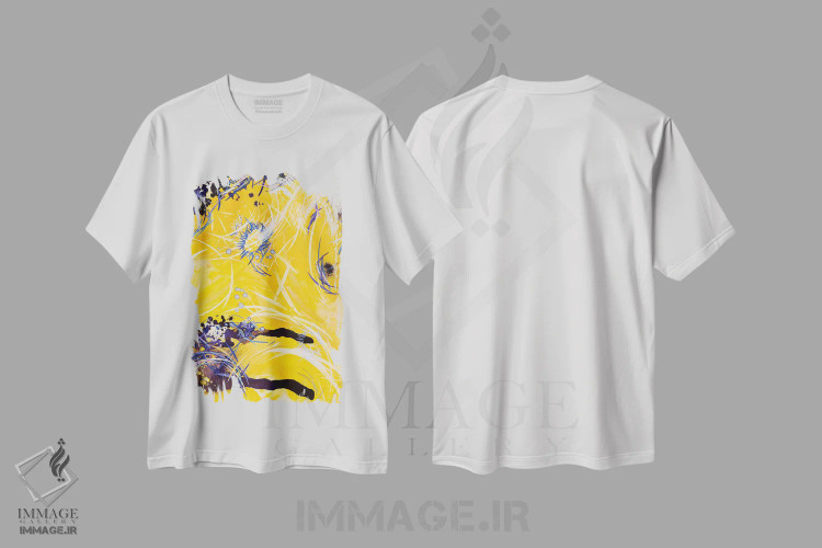 تیشرت سفید طرح دار – تیشرت انتزاعی ,نور افکننده سایه II اثر مایکل کارینی فروشگاه ایماژ