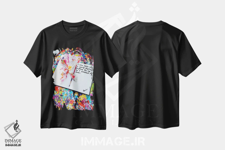 تیشرت مشکی طرح دار – تیشرت تایپوگرافی ,دنیای من اثر مایکل کارینی immage.ir
