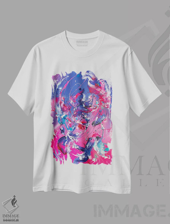 تیشرت سفید طرح دار – تیشرت انتزاعی ,پژواک فرشتگان اثر مایکل کارینی فروشگاه ایماژ