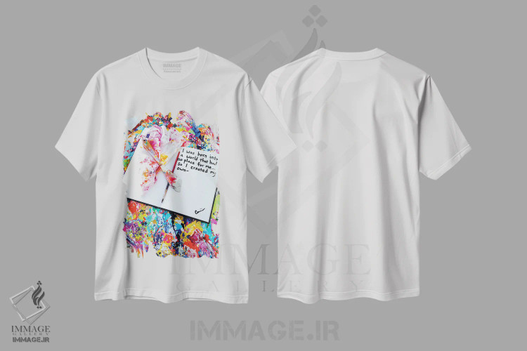 تیشرت سفید طرح دار – تیشرت تایپوگرافی ,دنیای من اثر مایکل کارینی فروشگاه ایماژ