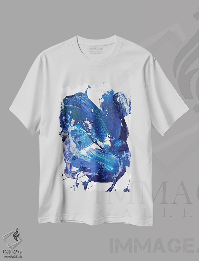 تیشرت سفید طرح دار – تیشرت هنری ,خط نقره ای در غم ها V اثر مایکل کارینی فروشگاه ایماژ