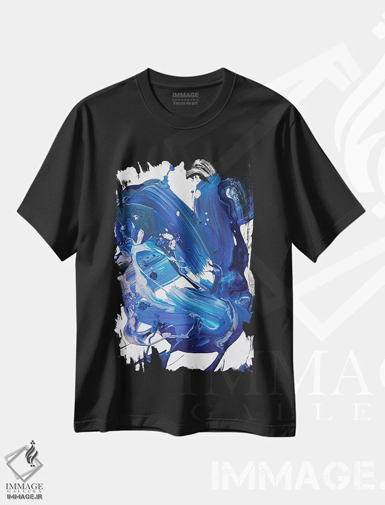 تیشرت مشکی طرح دار – تیشرت هنری ,خط نقره ای در غم ها V اثر مایکل کارینی immage.ir