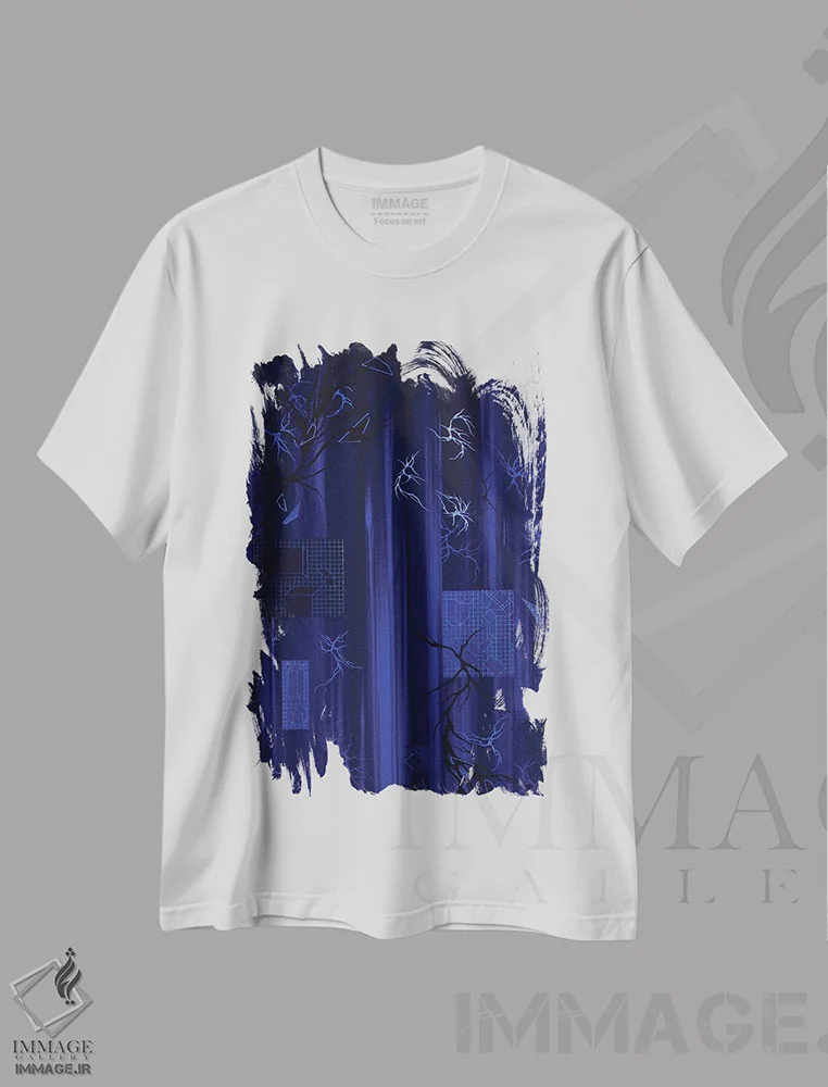 تیشرت سفید طرح دار – تیشرت انتزاعی ,نفس پس از واپسین دم اثر مایکل کارینی immage.ir
