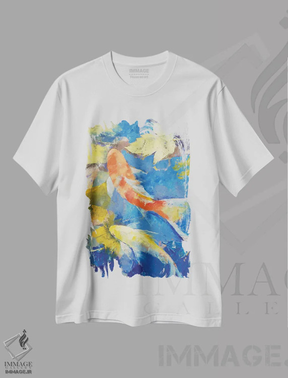 تیشرت سفید طرح دار – تیشرت هنری ,باغ کوی پاییزی اثر مایکل کریس immage.ir