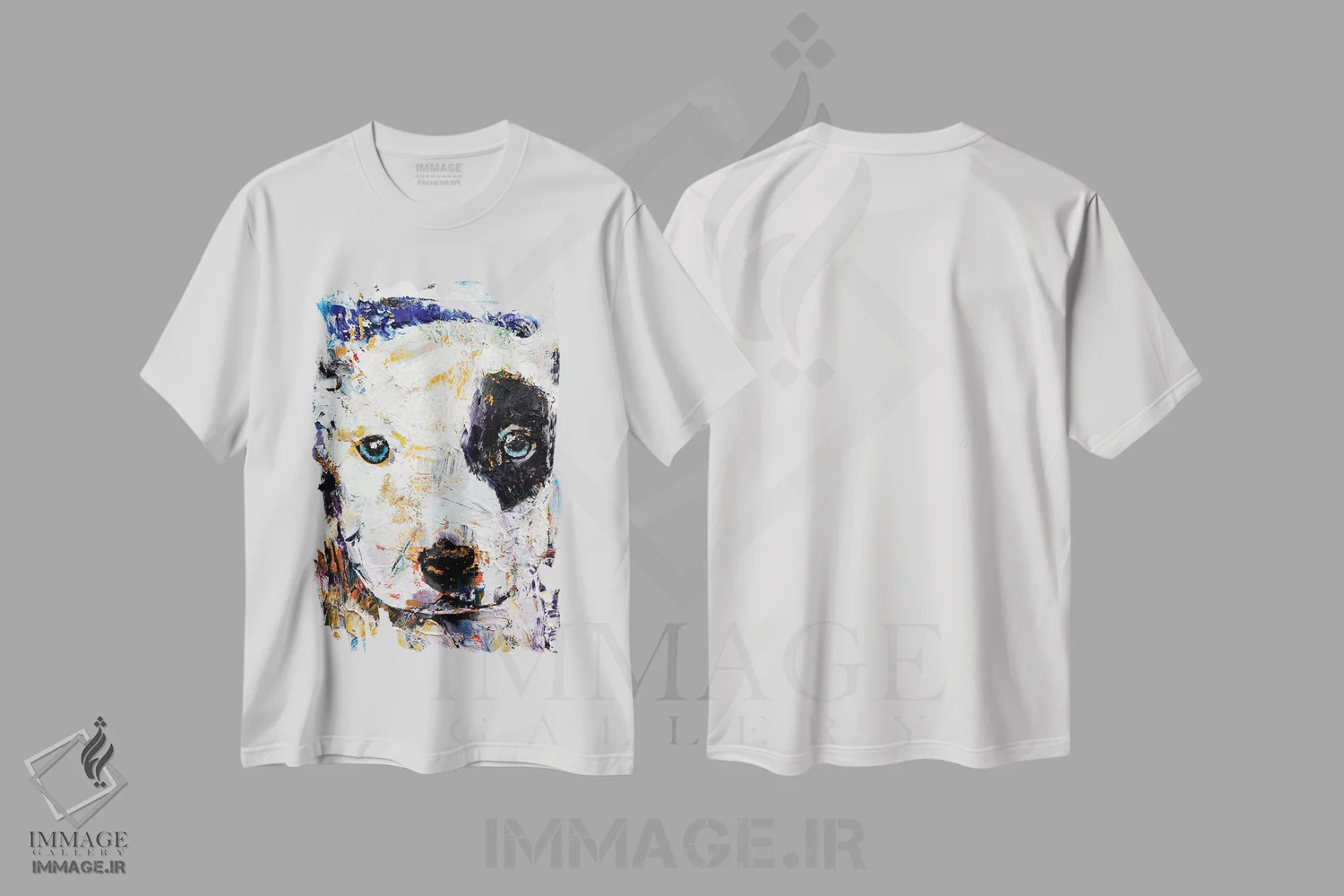 تیشرت سفید طرح دار – تیشرت حیوانات ,توله پیت بول اثر مایکل کریس فروشگاه ایماژ